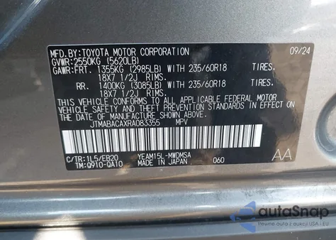 2024 Toyota Bz4X Xle from USA, damaged, VIN JTMABACAXRA083355